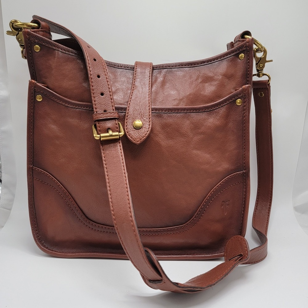 Frye Campus Satchel Saddle Bag/Purse Distressed Antique Cognac Leather MSRP $260